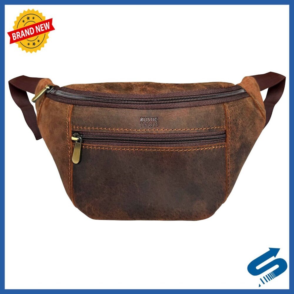 Full Grain Leather Waist Pack Fanny Bag Adjustable Sling Travel Pouch